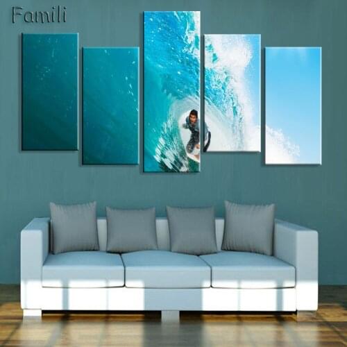 New Canvas Printings 5 Pcs/Set Picture Painting Modern Home Wall Decor So Cool Surfing Unframed Canvas Print For House