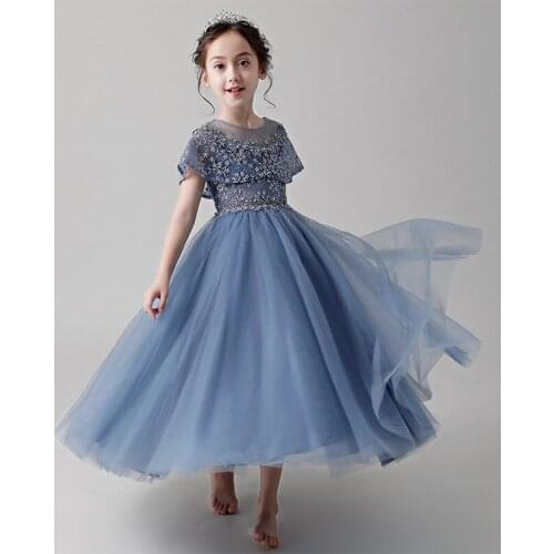 New First Communion Dresses for Girls Champagne O-neck Sleeveless Ball Gown Lace Appliques Flower Girl Dresses for Weddings