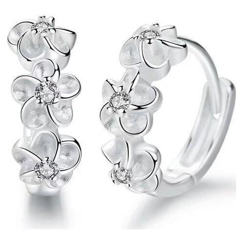 New 925 Silver Earrings Small Flower Round Earrings Female Charm Jewelry Gift