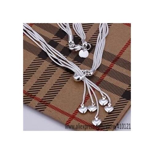 N092 Lucky Charm Silver Color Pendants For Women Sterling Necklace Girl Lady Accessories Fashion Heart Necklace /defalvma