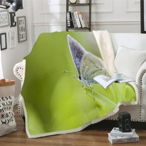 Butterfly Blue Blanket Comfort Warm Blanket for Couch Bed Chair Office Sofa Flower Wearable Throw Blanket Hippie Boho Bedding
