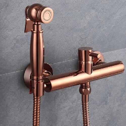 Rose Gold Bidet Faucet Hot and Cold Bathroom Bidet Toilet Sprayer Bidet Toilet Washer Mixer Muslim Shower Ducha Higienica
