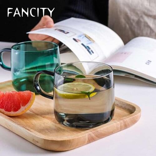 FANCITY Glass cup with handle net red water cup ins simple and fresh forest creative trend cute home