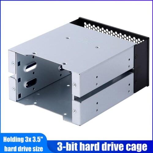Hard Drive Cage Rack 3.5 to 5.0 Inch Three Disc Hard Disk Box Computer Storage Expansion HDD Adapter Rack Bracket