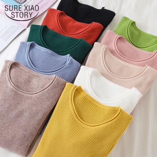 2021 Spring Korean Sweater Women Knitted Sweaters for Women Long Sleeve White Sweater Plus Size Woman Knit Pullover Sweaters