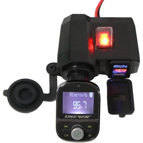 BESTEVER 3 In 1 USB Motorcycle Charger Waterproof ABS Socket Digital Display Black Dual USB Charger Voltmeter Cigarette Lighter