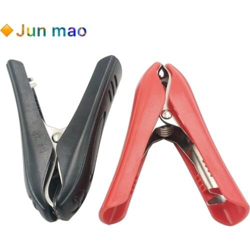 2pcsNickel plated 85 mm alligator clip automobile battery connecting wire clamp Red + black