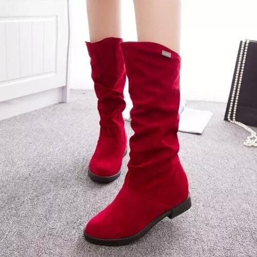 Mid-autumn And Winter Boots Suede Flat Heel To Increase The Fashion Warm Womens Boots