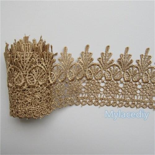 2 yards Coffee Embroidered Lace Edge Trim Ribbon Applique DIY Sewing Craft Crochet Vintage Wedding Bridal Dress Clothes Flowers