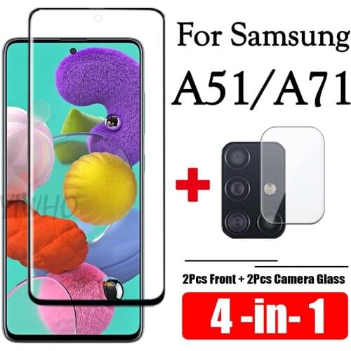 4in1 for Samsung A51 A71 Tempered Glass Camera Len Film + Protective Glass On Galaxy A 51 71 4G 5G Screen Protector GalaxyA51