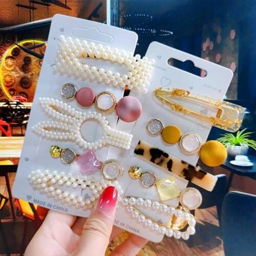 5PCS/Set Hairpins Hair Accessories For Women Acrylic Simulation Pearl Barrette Clips Fashion Jewelry Girl Hairgrip Headwear 2021