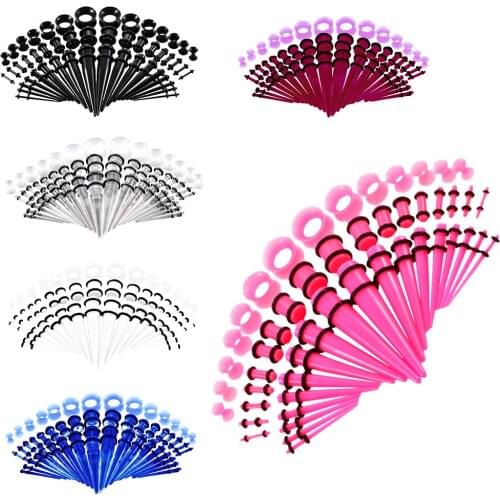 50 Pieces 14g-00g O- Ear Stretcher Expander Studs Piercing Ear