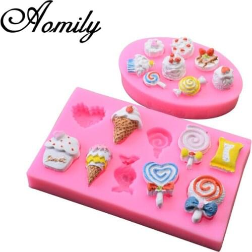 Aomily Ice Cream Lollipop DIY Silicone Molds Cake Chocolate Mold Cake Decorating Tools Fondant Soap Mould Silicone Bakeware