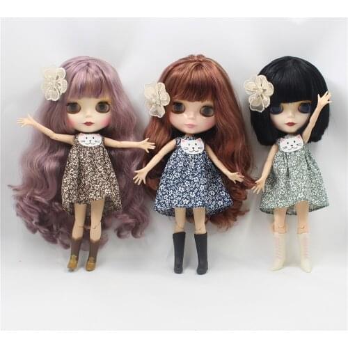 Free shipping 3 color cat flower dress with headwear suitable for 1/6 blyth doll ICY DIY toys accessories bjd