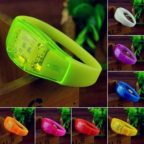 3pcs Luminous LED bracelet Sound vibration luminescence Silicone Bracelet Birthday Party Bracelet Event Supplies decoration