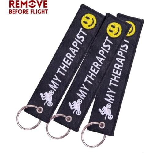 3 PCS/LOT My Therapist Key Chains for Cars and Motorcycle Embroidery Key Ring Chain for Motor Bikers Gifts Keychain Jewelry