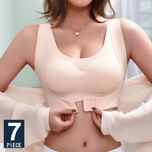 Front Closure Bra Women Underwear Wireless Brassiere Female Push Up Bras Cross Back Tanks Bralette Fitness Bra Posture Corrector