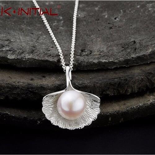 Kinitial Ginkgo Biloba Leaf with Imitation Pearl Necklaces Pendants Statement Charm Chain Choker Jewelry Best Gift