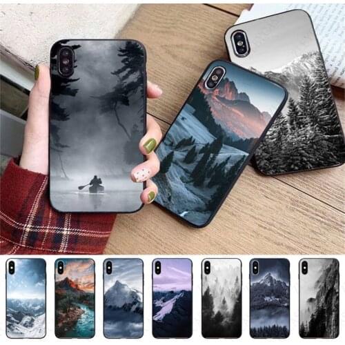 Mountain Pine Tree Forest Phone Accessories Case For iphone x xs xr xsmax 11 12pro max 5s SE 2020 6splus 7 8plus 12mini Cover