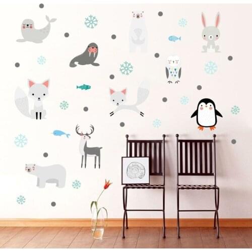 DIY animal wall decal Childrens room bedroom bear rabbit sea lion penguin fox wallpaper wall stickers for kids rooms murals