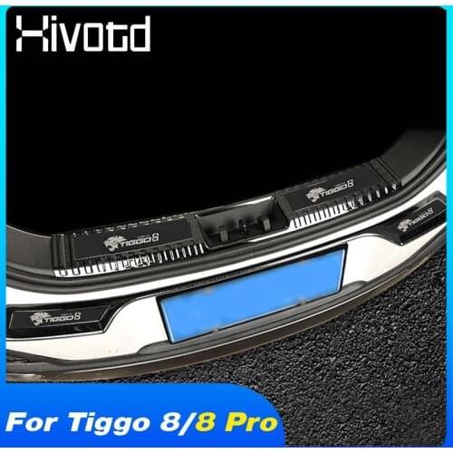 Hivotd Rear Bumper Cover Scuff Plate Guard Exterior Accessories Refit Protector Parts For Chery Tiggo 8 /Tiggo 8 Pro 2018-2021