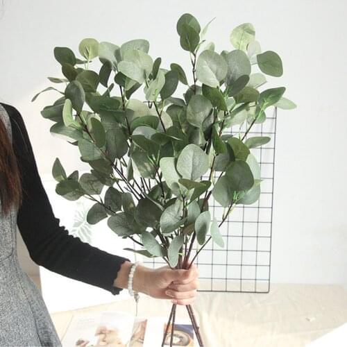 Artificial Silk Leaf Eucalyptus green Leaves For Wedding Decoration DIY Wreath Gift Scrapbooking Craft Apple Plants Fake Flower