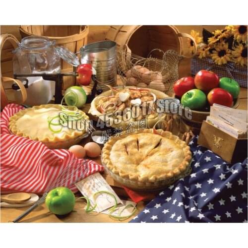 Food & Drink Thanksgiving Diy Diamond Painting Apple Pie Art Diamond Embroidery Full Drill Needlework Rhinestone Mosaic Picture