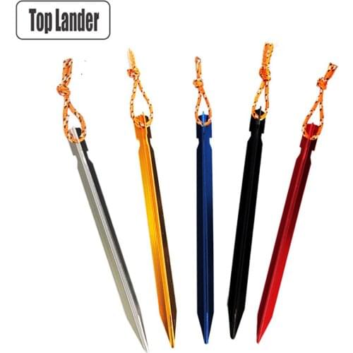5pcs Tent Pegs 18cm Aluminum Tent Stake with Rope Outdoor Tent Nail Peg Camping Hiking Equipment Traveling Tent Accessories
