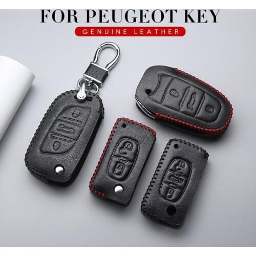 Leather Car Key Case Cover For Peugeot 107 206 207 208 2008 301 307 308 3008 407 508 4008 5008 Expert Key Ring Shell Accessories