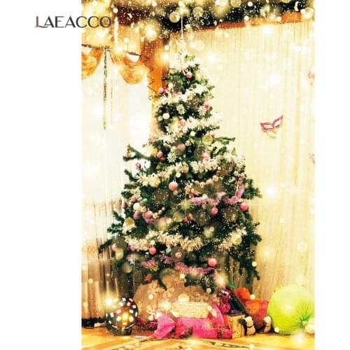 Laeacco Fantasy Dreamy Polka Dots Light Bokeh Christmas Tree Backgrounds Baby Poster Portrait Customized Photography Backdrops