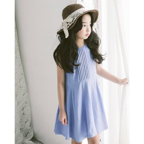 Summer dress childrens clothing sleeveless cotton skirt girl Korean version of the big child princess