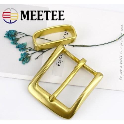 Meetee 1/3PCS 40mm Solid Brass Belt Buckle For Men Women Metal Pin Buckle Head Belt 38-39mm DIY Leather Craft Jeans Accessories