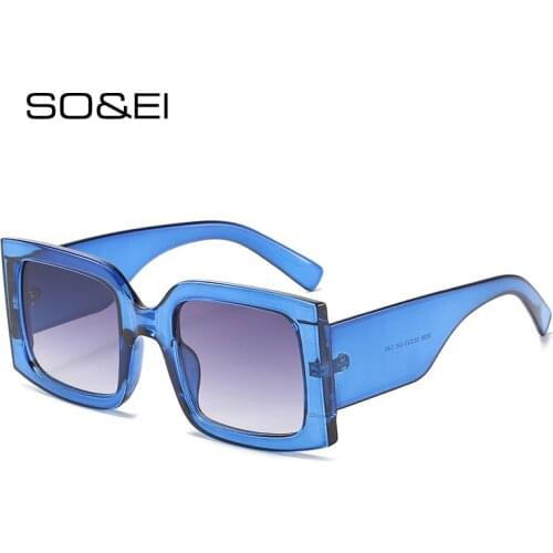 SO&EI Vintage Oversized Square Women Sunglasses Fashion Gradient Eyewear Men Blue Purple Shades UV400 Sun Glasses