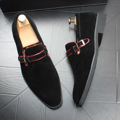 Korean style mens leisure party prom dress cow suede leather shoes breathable summer loafers black brown driving shoe chaussure