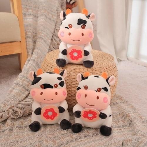 20CM Lovely Smile Donut Cow Soft Plush Stuffed Toy Doll Cartoon Animal Cattle Cow Bull Kid Girl Christmas Birthday Present Gift