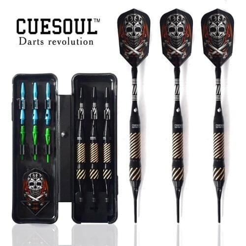 CUESOUL Electronic Soft Tip Dart Set with 16 Grams Dart Brass - Black Cool High Quality