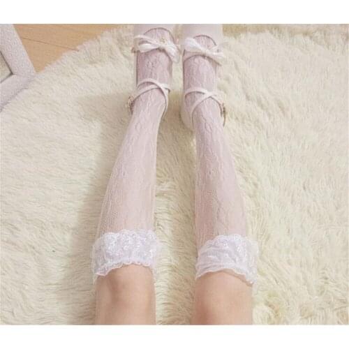 Maid Lolita Socks Knee High Cosplay Costumes Accessories Nylon Lace Loose Socks Anime Cartoon Girl Gift B717
