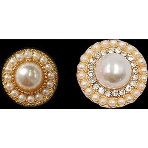2019New 50Pcs Round pearl rhinestone button for diy wedding clothes collar or hair jewelry accessoriess HZ593