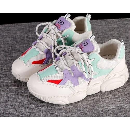 New Fashion Lace-up Mesh Breathable Lightweight Sneakers Casual Platform Shoes Mixed Colors Luxury Vulcanized Shoes Women U27-29