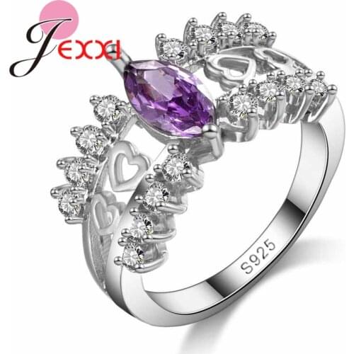 NEW Delicate Purple rhinestone 925 Sterling Silver Rings Size 6 7 8 9 10 Women Rings Fashion Jewelry