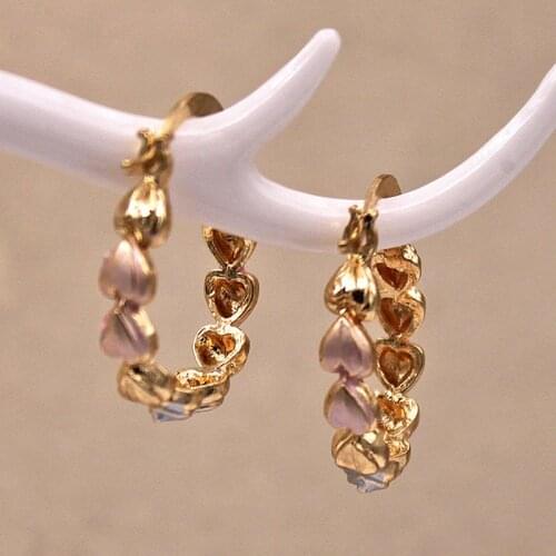 New Classic Trendy Heart Gold Earrings Copper Plated Round Eardrop For Women Girls Fashion Jewelry Accessories Wedding Gift