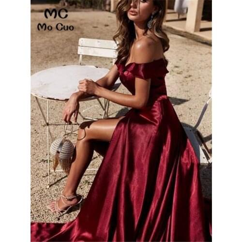 Princess Off the Shoulder Evening Dresses Prom Gown Satin Ruffles Court Train Short Sleeve Evening Party Dress Custom Made