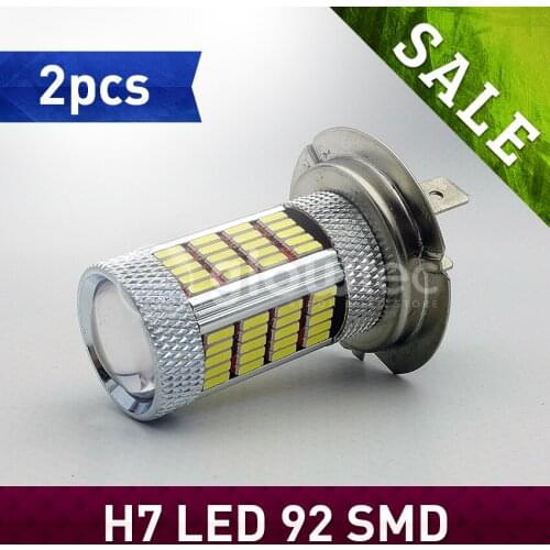 SALE 2x H7 12V 4014 SMD 92 LED High Power White Auto Driving Fog Lights Lamp Bulbs Car LED Head Lamp Light Car Styling GLOWTEC