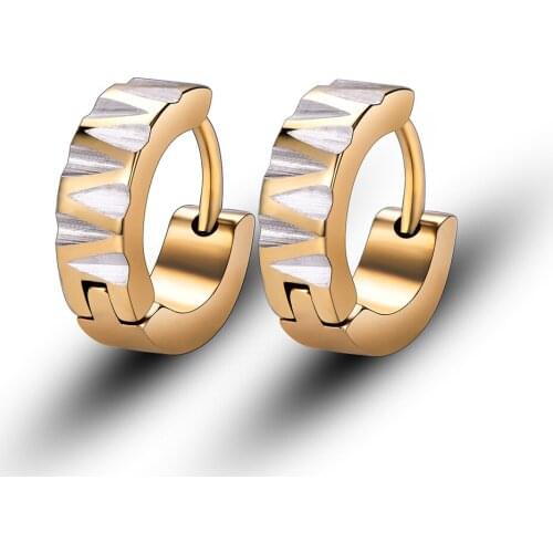 Fashion Stainless Triangle pattern round Fine polished electroplating Earring for Women Zircon Luxury Party Ear Buckle Jewelry