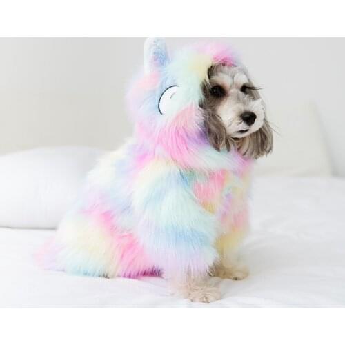 Cute Cat Dog Clothes Dog Jacket Shirt Pet Clothing Rainbow Fur Dog Coat Puppy Pet Clothes France Bulldog Yorkshire ropa perro