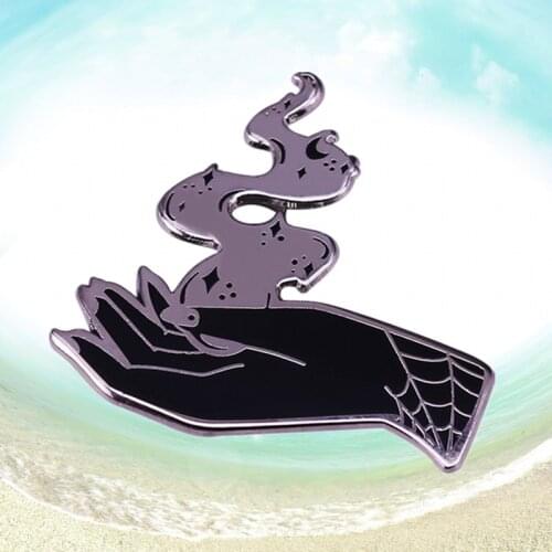Dark Magic Gesture fire Witch flame hand spell gothic darkness enamel pin spooky creepy Jacket Shirt Badge Brooch