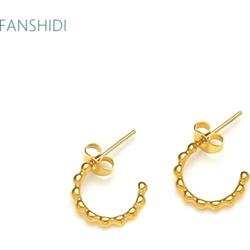 FANSHIDI Round Bead Hollow Dangle Earrings Stainless Steel Geometric Metal Earrings Jewelry Accessories Gift To Friends
