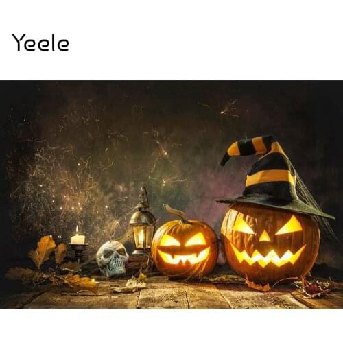 Yeele Halloween Wooden Floor Pumpkin Lantern Baby Photography Backdrop Photographic Decoration Backgrounds For Photo Studio