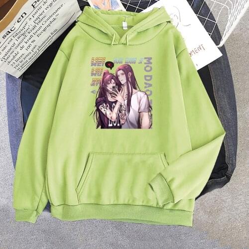Mo Dao Zu Shi Anime Oversized Sweatshirt 2021 Fashion Aesthetic Wei WuXian Lan WangJi Graphic Pullover Streetwear Hip Hop Female