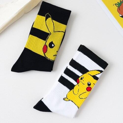 TAKARA TOMY Pokemon Pikachu Socks Female Korean Style Stockings Trend Cute Cartoon Couple Middle Tube Autumn Long Tube Socks